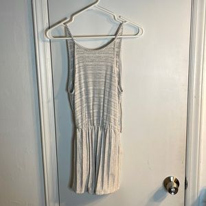 White and gray romper with pockets